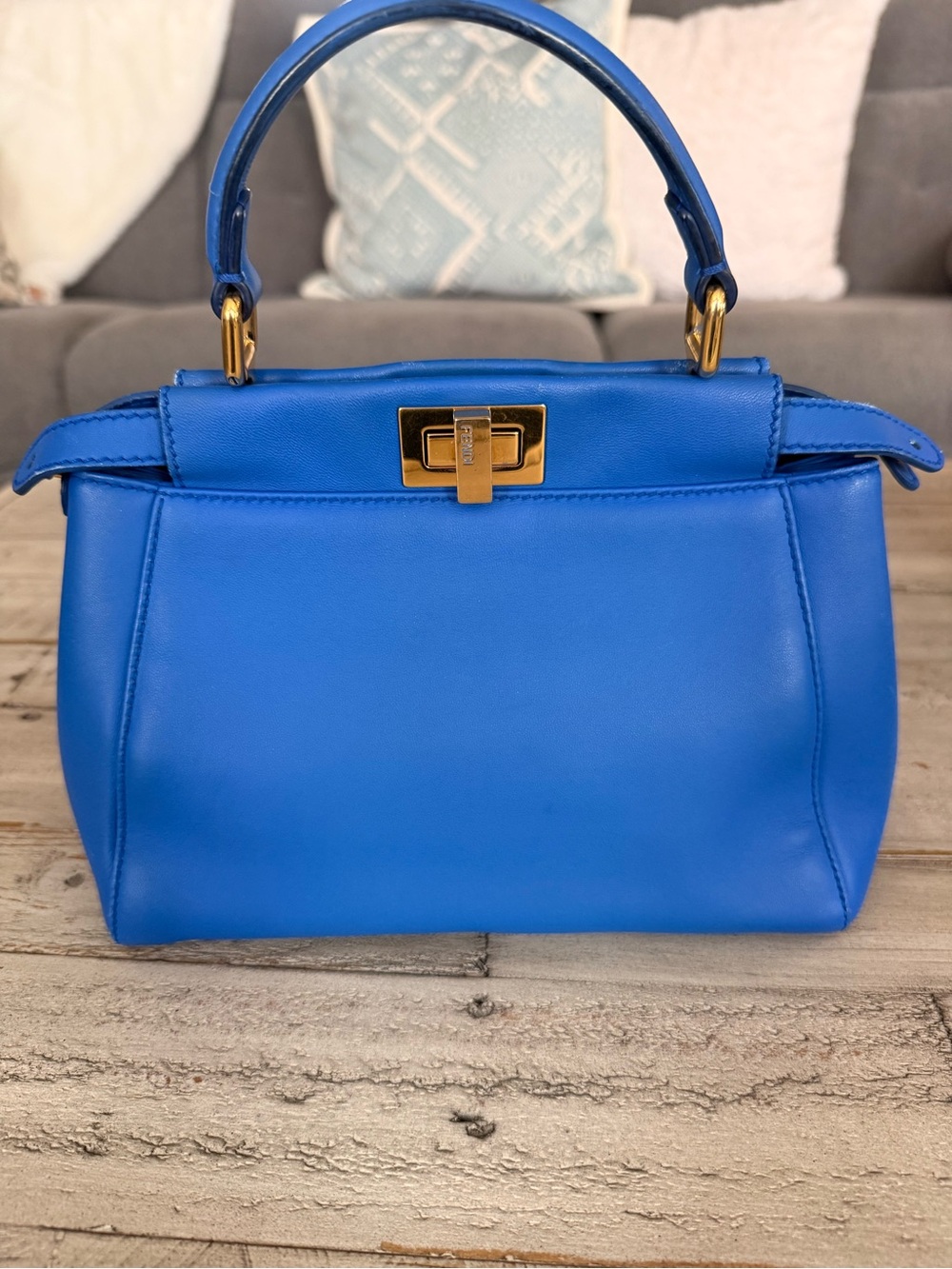 Fendi Peekaboo Mini in Electric Blue with Gold Hardware - Picture 2 of 16